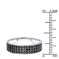 Platinum Anniversary Ring Black Diamond 3 Row Eternity Band For Men & Women 2.85Ct -Jewelry Sales Store 001041bk 001041bk ruler white