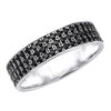 Platinum Anniversary Ring Black Diamond 3 Row Eternity Band For Men & Women 2.85Ct