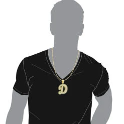 Large Diamond Initial Letter Pendant For Men 10K Yellow Gold White Blue Diamonds 14 Large Diamond Initial Letter Pendant For Men 10K Yellow Gold White Blue Diamonds -Jewelry Sales Store 018028 bodye