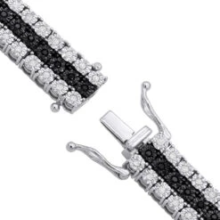 Men's White Black Diamond Tennis Bracelet 10K Rose Gold 3 Rows 1.85 Carat -Jewelry Sales Store 018070 claimswh