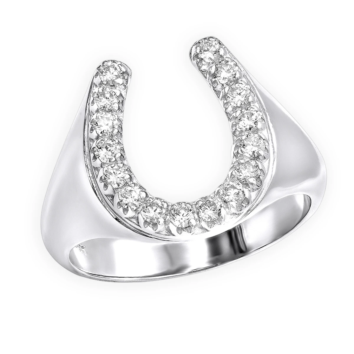 0.5ct Men's Diamond Horseshoe Ring 14K White Gold By Luxurman