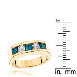 14K Yellow Gold Men's 5 Stone 1 Carat White And Blue Diamond Ring 11 14K Yellow Gold Men's 5 Stone 1 Carat White And Blue Diamond Ring -Jewelry Sales Store 1 carat white and blue diamond ring 14k gold mens jewelry p 46701 rulerye