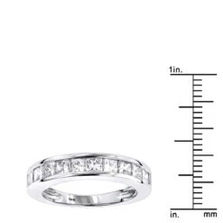 Thin 1 Row Princess Cut Diamond Wedding Band 1.65ct 10K Yellow Gold -Jewelry Sales Store 1 row princess cut diamond wedding band 183ct 10k gold rulerwh