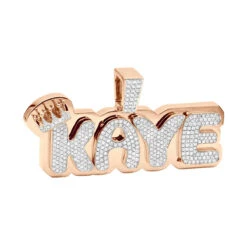 10K Rose Gold 2.5 Carat Diamond Name Plate Pendant For Men And Women