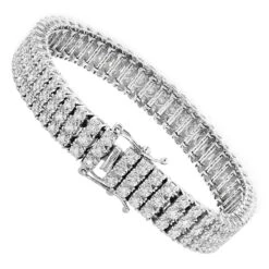 Solid 10K White Gold 3-Row Prong Diamond Bracelet For Men 1.85ct -Jewelry Sales Store 10k 3 row prong diamond toni tennis bracelet 185ct p 6125 backwh 1686359585