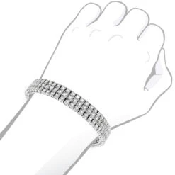 Solid 10K White Gold 3-Row Prong Diamond Bracelet For Men 1.85ct -Jewelry Sales Store 10k 3 row prong diamond toni tennis bracelet 185ct p 6125 bodwh