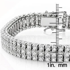 Solid 10K White Gold 3-Row Prong Diamond Bracelet For Men 1.85ct -Jewelry Sales Store 10k 3 row prong diamond toni tennis bracelet 185ct p 6125 ruler