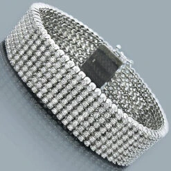 10K White Gold 7-Row Cuff Diamond Bracelet 14.70ct
