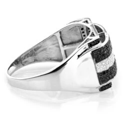 White And Black Diamonds Ring 0.84ct 10K White Gold Men's Diamond Band -Jewelry Sales Store 10k black and white diamond ring 084ct p 42280 backwh