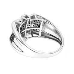 10K White Gold Black And White Men's Diamond Ring 0.5ct -Jewelry Sales Store 10k black and white mens diamond ring 065ct p 41325 backwh
