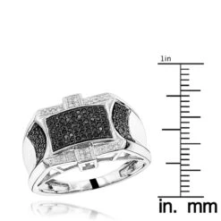 10K White Gold Black And White Men's Diamond Ring 0.5ct -Jewelry Sales Store 10k black and white mens diamond ring 065ct p 41325 rulerwh