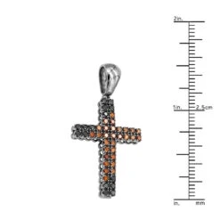 10K Black Plated Gold Black & Cognac Diamond Cross Pendant For Men 1.5ct By Luxurman -Jewelry Sales Store 10k gold black cognac diamond cross pendant for men 15ct by luxurman ruler
