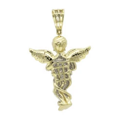 10K Yellow Gold Diamond Baby Angel Pendant For Men 1ct By Luxurman -Jewelry Sales Store 10k gold diamond baby angel pendant for men 13ct by luxurman backye