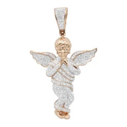 10K Yellow Gold Diamond Baby Angel Pendant For Men 1ct By Luxurman -Jewelry Sales Store 10k gold diamond baby angel pendant for men 13ct by luxurman ro