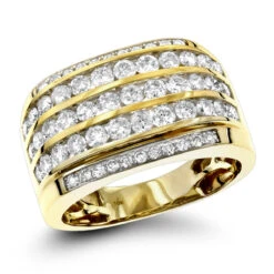 10K Yellow Gold Diamond Men's Ring 2.25ct Unique Diamond Wedding Band