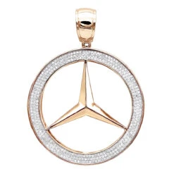10K White Gold Diamond Mercedes-Benz Pendant For Men 1 Carat -Jewelry Sales Store 10k gold diamond mercedes benz pendant for men 1 carat ro