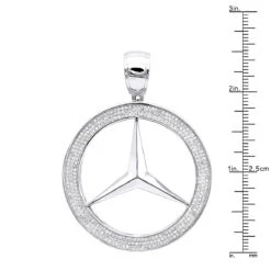 10K White Gold Diamond Mercedes-Benz Pendant For Men 1 Carat -Jewelry Sales Store 10k gold diamond mercedes benz pendant for men 1 carat rulerwh