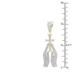 10K Yellow Gold Diamond Praying Hands And Cross Charm Pendant For Men 0.9 -Jewelry Sales Store 10k gold diamond praying hands and cross charm pendant for men 09 rulerye