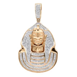 10K Yellow Gold Egyptian Pharaoh Head Diamond Pendant For Men 0.9ct -Jewelry Sales Store 10k gold egyptian pharaoh head diamond pendant for men 09ct ro