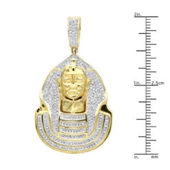 10K Yellow Gold Egyptian Pharaoh Head Diamond Pendant For Men 0.9ct -Jewelry Sales Store 10k gold egyptian pharaoh head diamond pendant for men 09ct rulerye