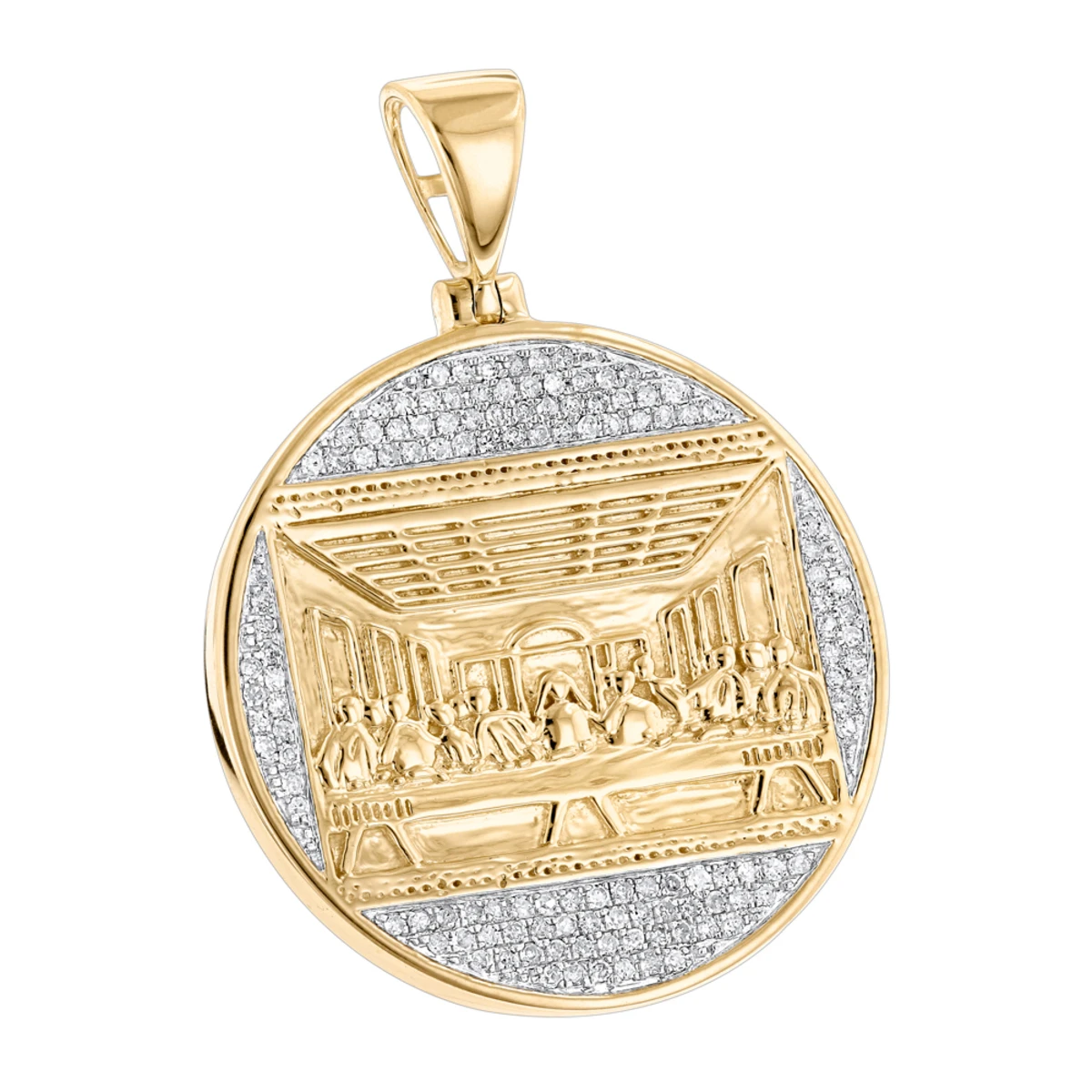 10K Yellow Gold Last Supper Diamond Pendant For Men Medallion By Luxurman 1 10K Yellow Gold Last Supper Diamond Pendant For Men Medallion By Luxurman