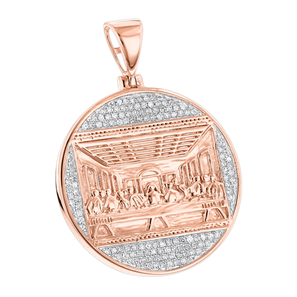 10K Yellow Gold Last Supper Diamond Pendant For Men Medallion By Luxurman 3 10K Yellow Gold Last Supper Diamond Pendant For Men Medallion By Luxurman - Image 3