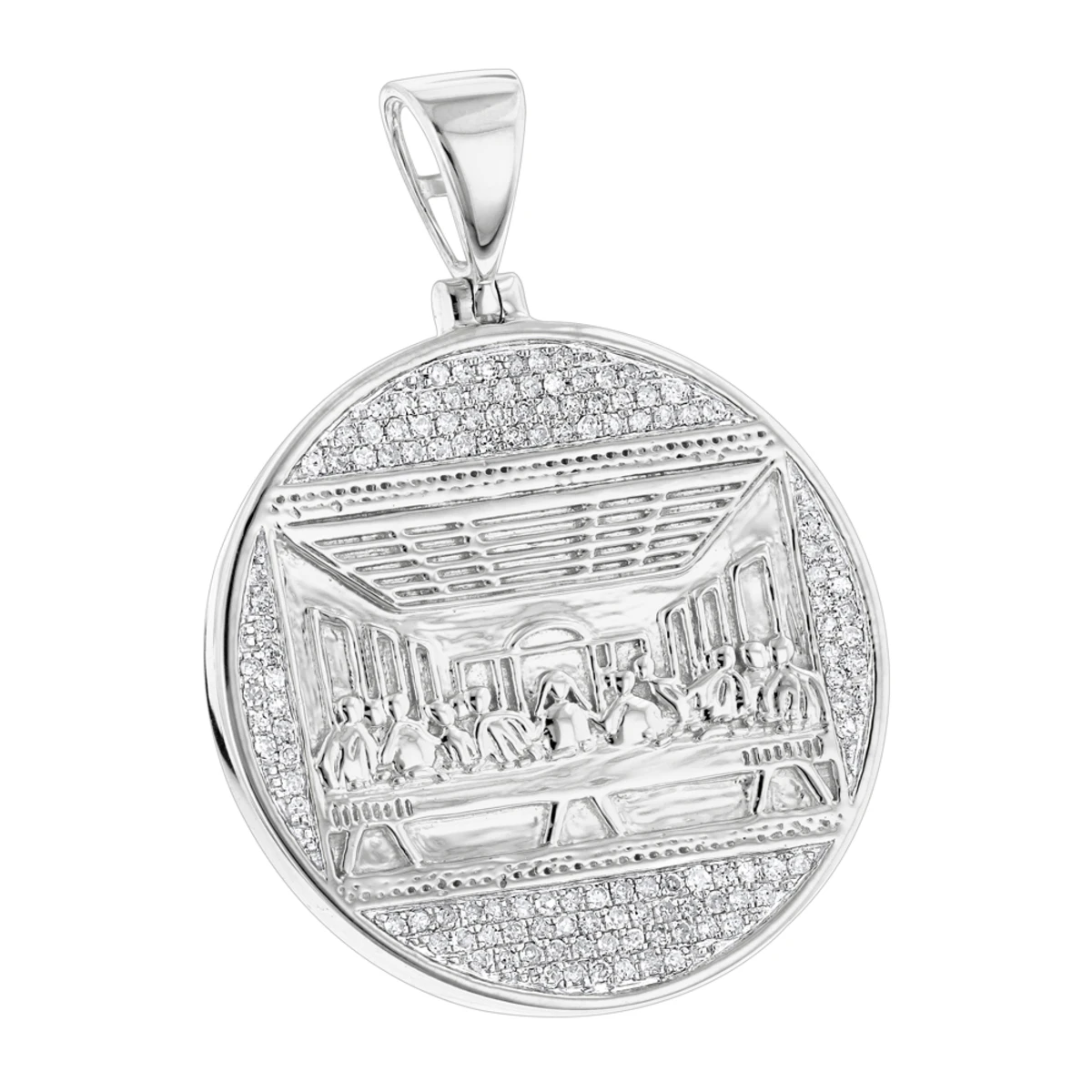 10K Yellow Gold Last Supper Diamond Pendant For Men Medallion By Luxurman 2 10K Yellow Gold Last Supper Diamond Pendant For Men Medallion By Luxurman - Image 2