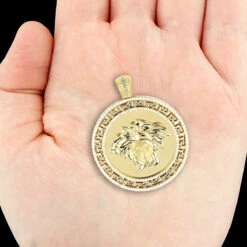 10K Yellow Gold Medusa Medallion Versace Style Diamond Pendant 1.86ct -Jewelry Sales Store 10k gold medusa medallion versace style diamond pendant 186ct 4