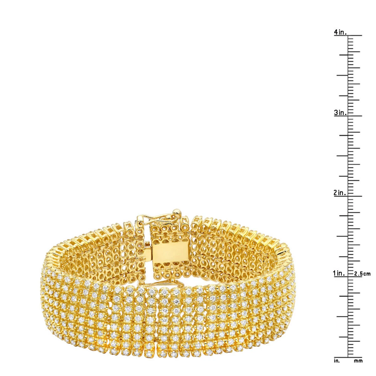 Hip Hip 10K Yellow Gold 8-Row Tennis Diamond Bracelet For Men 10 Carats 8 Hip Hip 10K Yellow Gold 8-Row Tennis Diamond Bracelet For Men 10 Carats - Image 8