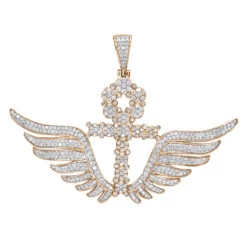 10K White Gold Men's Diamond Ankh Pendant Cross With Wings 3.33ct By Luxurman -Jewelry Sales Store 10k gold mens diamond ankh pendant cross with wings 333ct by luxurman ro