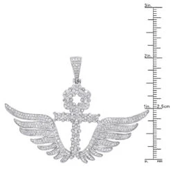 10K White Gold Men's Diamond Ankh Pendant Cross With Wings 3.33ct By Luxurman -Jewelry Sales Store 10k gold mens diamond ankh pendant cross with wings 333ct by luxurman rulerwh