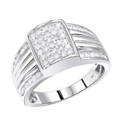 10K White Gold Men's Diamond Pinky Ring 1 Carat By Luxurman