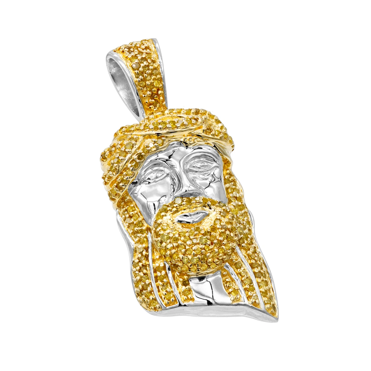 10K Rose Gold Micro Jesus Piece Yellow Diamond Face Pendant 0.5ct By Luxurman 3 10K Rose Gold Micro Jesus Piece Yellow Diamond Face Pendant 0.5ct By Luxurman - Image 3
