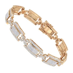 10K Yellow Gold Pave Diamond Bracelet For Men 2.75ct By Luxurman -Jewelry Sales Store 10k gold pave diamond bracelet for men 275ct by luxurman ro