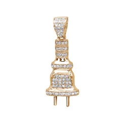 10K White Gold Mini Power Plug Diamond Pendant For Men 0.2ct By Luxurman -Jewelry Sales Store 10k gold power plug diamond pendant for men 02ct by luxurman ro