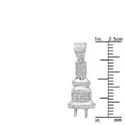 10K White Gold Mini Power Plug Diamond Pendant For Men 0.2ct By Luxurman -Jewelry Sales Store 10k gold power plug diamond pendant for men 02ct by luxurman rulerwh