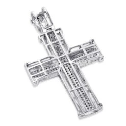 10K White Gold Round Diamond Cross Pendant 1ct -Jewelry Sales Store 10k gold round diamond cross pendant 100ct p 22435back