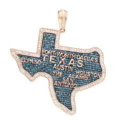 10K White Gold Texas State Map Blue Diamond Pendant 4.95ct -Jewelry Sales Store 10k gold texas state map blue diamond pendant 495ct ro