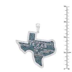 10K White Gold Texas State Map Blue Diamond Pendant 4.95ct -Jewelry Sales Store 10k gold texas state map blue diamond pendant 495ct rulerwh