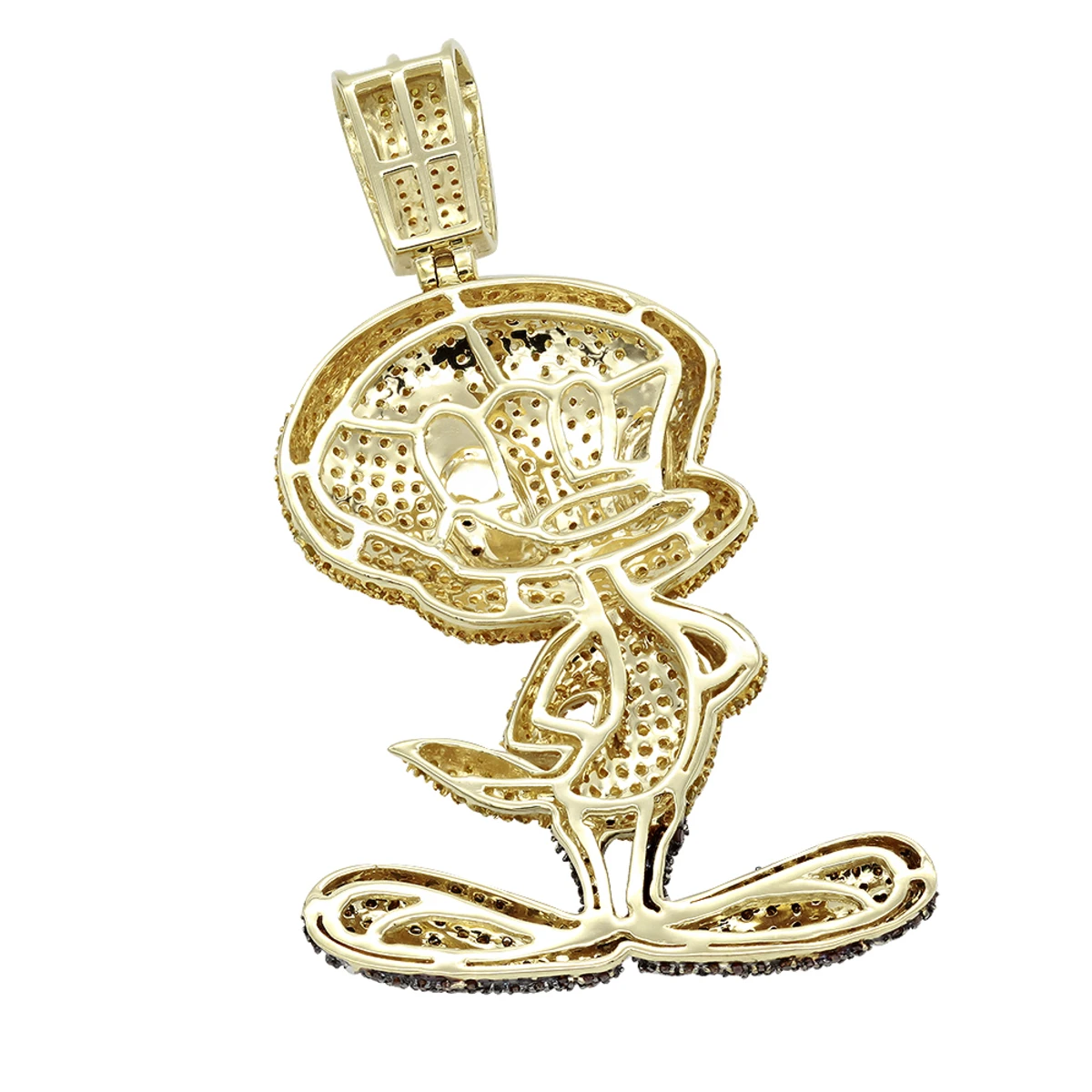 10K Yellow Gold Tweety Bird Diamond Pendant 4.11ct 2 10K Yellow Gold Tweety Bird Diamond Pendant 4.11ct - Image 2