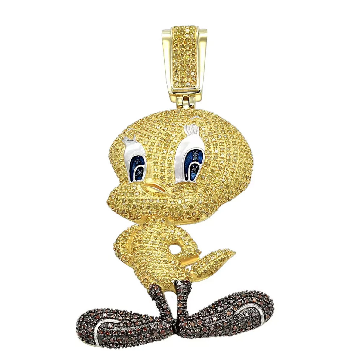10K Yellow Gold Tweety Bird Diamond Pendant 4.11ct 1 10K Yellow Gold Tweety Bird Diamond Pendant 4.11ct