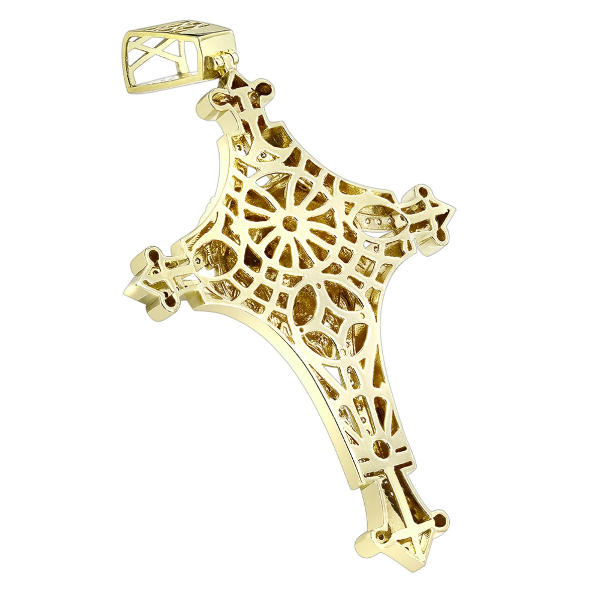 10K Yellow Gold Unique Large Lion Head Cross Pendant For Men 3.29ct By Luxurman 4 10K Yellow Gold Unique Large Lion Head Cross Pendant For Men 3.29ct By Luxurman - Image 4