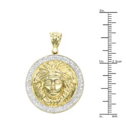 10K Yellow Gold Versace Style Diamond Pendant Medusa Head Medallion For Men 0.5ct -Jewelry Sales Store 10k gold versace style diamond pendant medusa head medallion for men 05ct rulerye