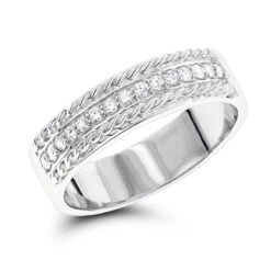 14 Karat Solid 14K White Gold Round Diamond Wedding Band 0.33ct