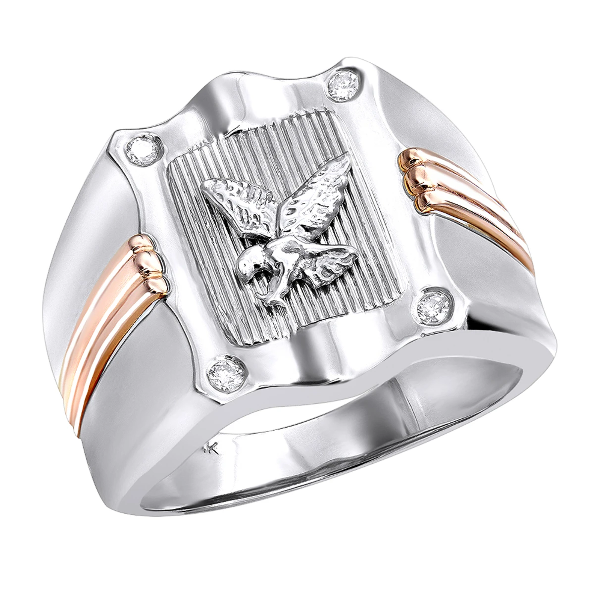 14 Karat 14K Yellow Gold Diamond Men's Eagle Ring .10ct 2 14 Karat 14K Yellow Gold Diamond Men's Eagle Ring .10ct - Image 2