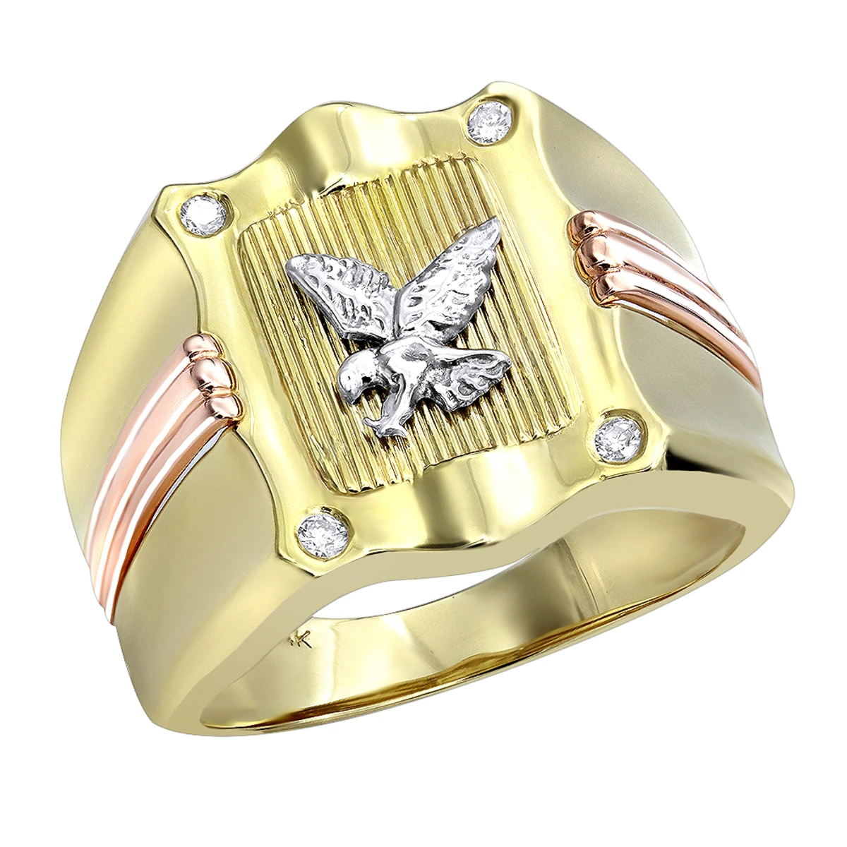 14 Karat 14K Yellow Gold Diamond Men's Eagle Ring .10ct 1 14 Karat 14K Yellow Gold Diamond Men's Eagle Ring .10ct