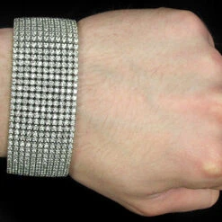 14K White Gold 11-Row Prong-Set Men's Diamond Cuff Bracelet 29.58 -Jewelry Sales Store 14k 11 row prong set mens diamond cuff bracelet 2958 p 5771bod