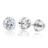 14K White Gold Bezel Set Diamond Stud Earrings Round Cut 0.75ct