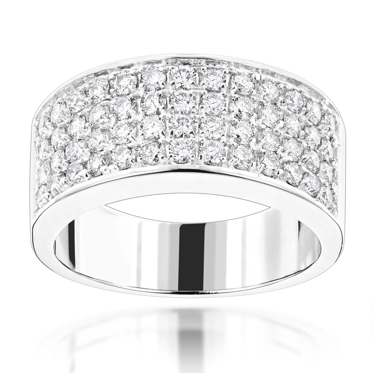 14K White Gold Designer Diamond Wedding Band 1.82ct 1 14K White Gold Designer Diamond Wedding Band 1.82ct
