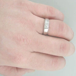 14K White Gold Unique Diamond Wedding Bands For Men Princess Cut Diamonds -Jewelry Sales Store 14k diamond wedding bands collection item 043ct p 6676bod